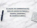 Une clause de confidentialité dans un contrat de travail : exemple, conditions de validité et limites. Stylo et clavier sur fond marbre.