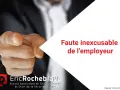 Main d'un homme pointant du doigt, avec le texte "Faute inexcusable de l'employeur". Jurisprudence sur la faute inexcusable.