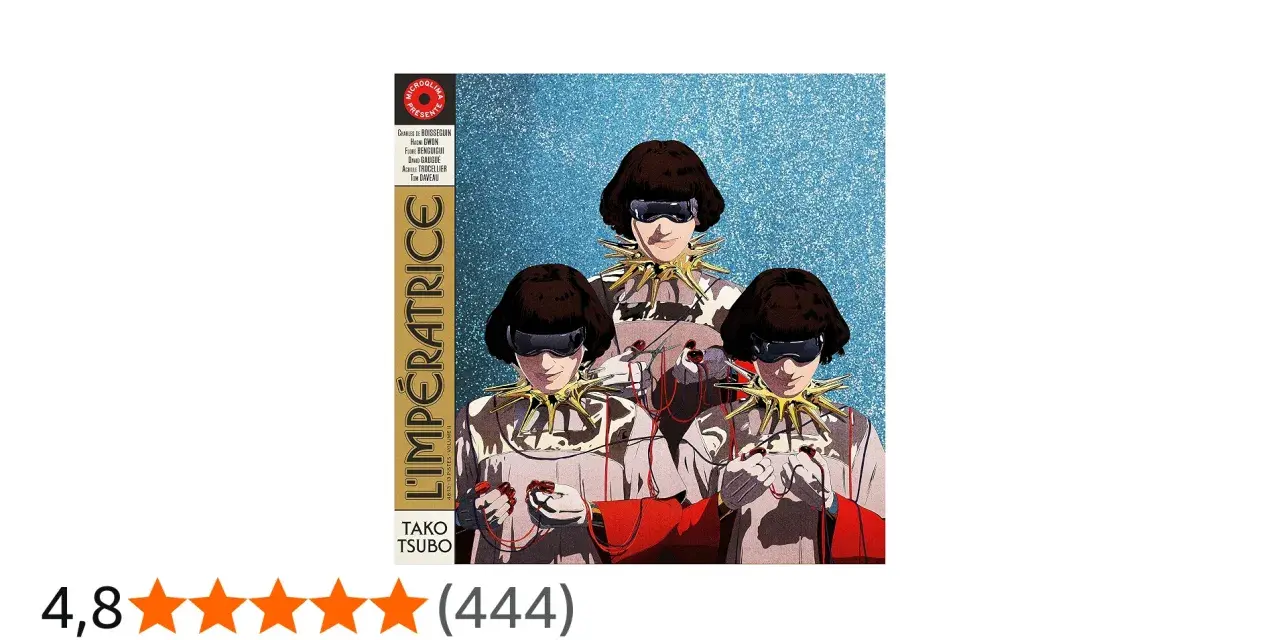 Trois personnages identiques, aux coiffures étranges et colliers pointus, semblent en arrêt de travail après un tako-tsubo, sur la pochette de "L'Impératrice".