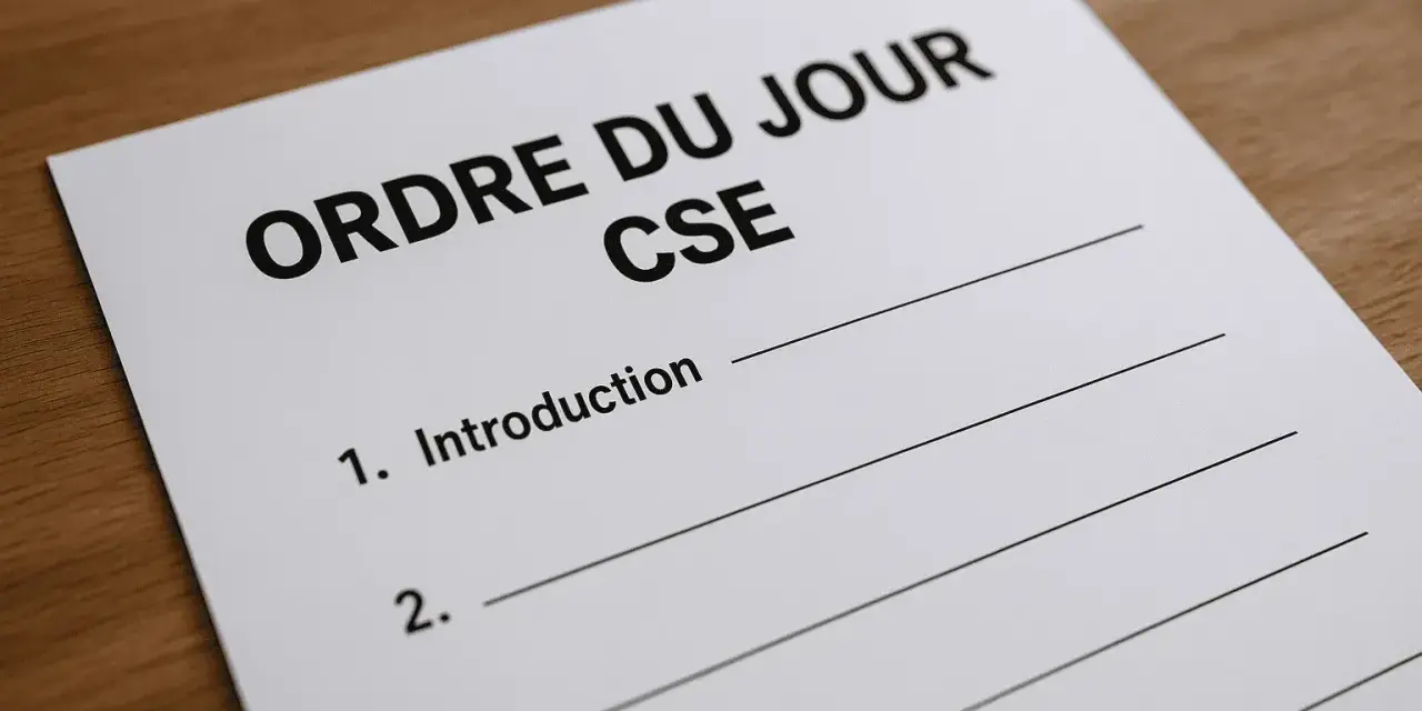 Ordre du jour pour une convocation de réunion CSE. Le premier point est l'introduction.