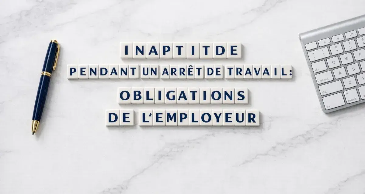Inaptitude pendant arrêt de travail : obligations de l'employeur. Stylo et clavier sur fond marbre.