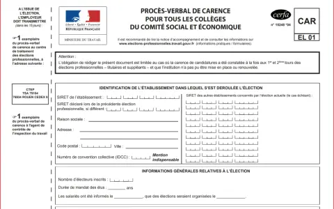 Modèle lettre information élection CSE : procès-verbal de carence pour les collèges du Comité Social et Économique.