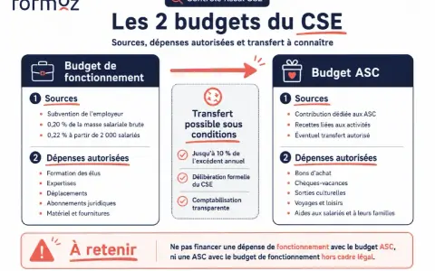 Budget de fonctionnement et ASC du CSE : sources, dépenses et transferts possibles. Le budget asc cse plus de 50 salariés est détaillé.