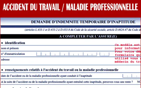 Formulaire de demande d'indemnité temporaire d'inaptitude. Il détaille les informations pour calculer le montant de l'indemnité.