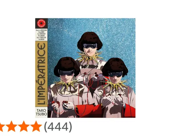 Trois personnages identiques, aux coiffures étranges et colliers pointus, semblent en arrêt de travail après un tako-tsubo, sur la pochette de "L'Impératrice".