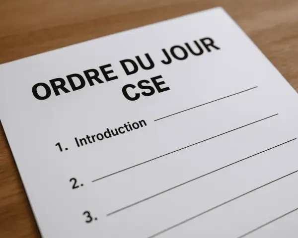 Ordre du jour pour une convocation de réunion CSE. Le premier point est l'introduction.