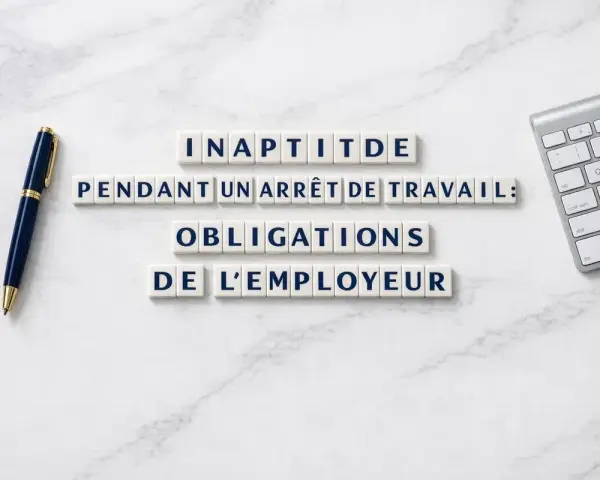 Inaptitude pendant arrêt de travail : obligations de l'employeur. Stylo et clavier sur fond marbre.