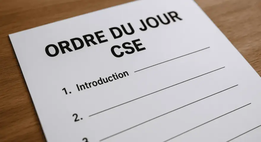 Ordre du jour pour une convocation de réunion CSE. Le premier point est l'introduction.
