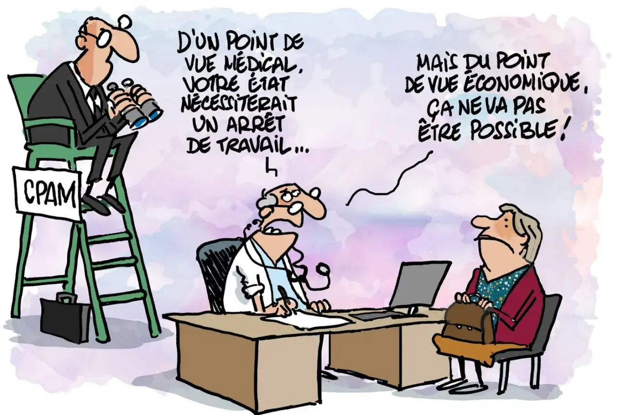 Un médecin constate un état nécessitant un arrêt de travail, mais la CPAM, vue de haut, juge l'arrêt maladie rétroactif économiquement impossible.